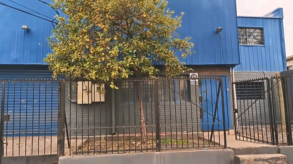Fachada azul de EDYCOM en Juliet 2412, con un árbol en la entrada