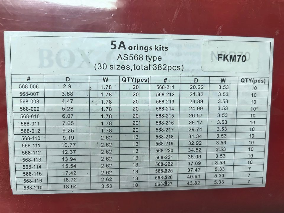 Kit de O-rings FKM 70 en medidas AS568